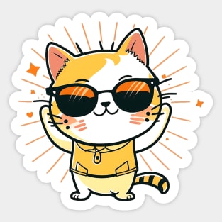 Cute ginger cat wearing sunglasses Sticker